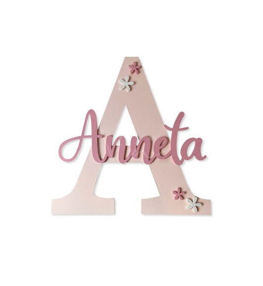 Initial with Name - theme Floral