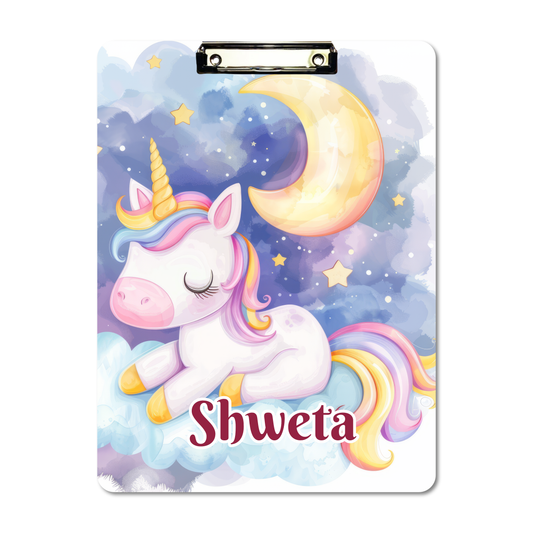 Exam Pad with customized Name - Unicorn Theme | 9 inches X 12 Inches