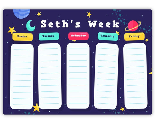 Personalised Weekly Planner Magnet with Magnetic Pen